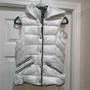Love Token White Quilted Vest with Black Trim